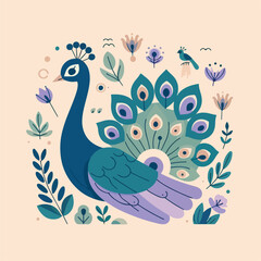 vector image of beautiful peacock