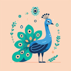 vector image of beautiful peacock