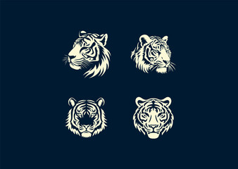 Vector illustration of Tiger Head Silhouette Logo Design