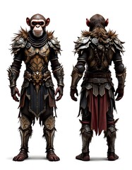 Chimpanzee Warrior in Golden Armor 3d Model Render