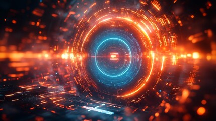 Futuristic Digital Portal with Neon Lights. Generative AI