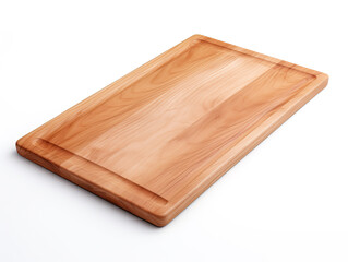 Rectangular Wooden Chopping Board on White Background