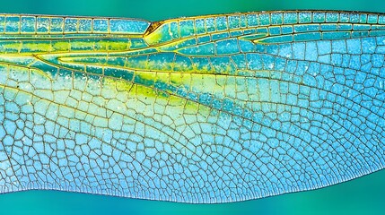 Stunning Closeup Dragonfly Wing Texture Teal Green