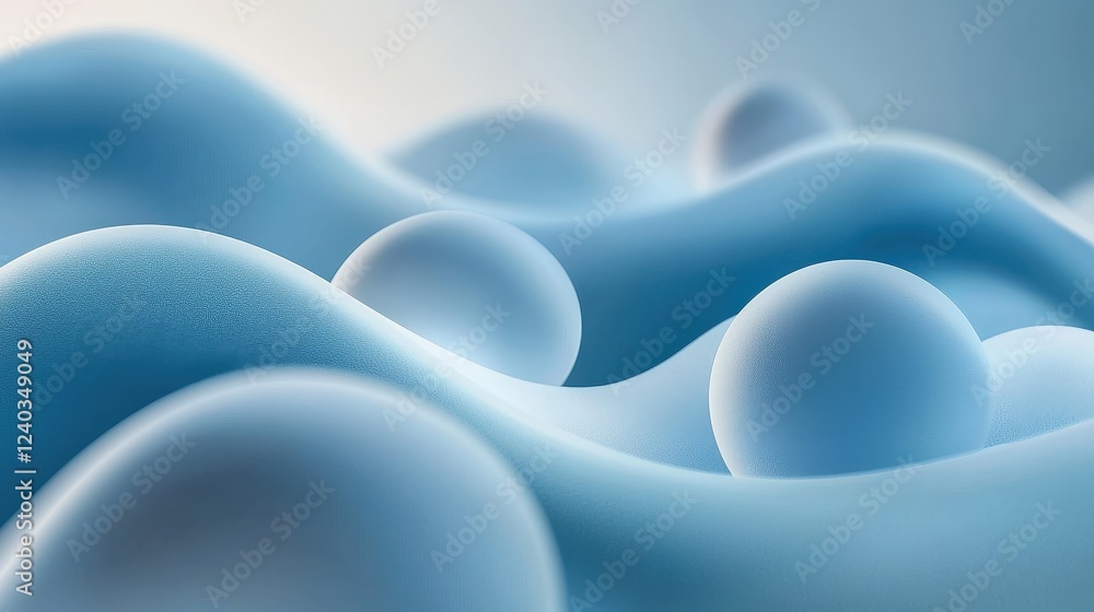 Aufkleber abstract cool blue gradient design with soft curves and floating spheres for modern backgrounds