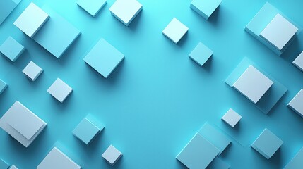 Cool Blue Gradient Background with Floating 3D Squares for Modern Design Projects