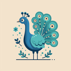 vector image of beautiful peacock