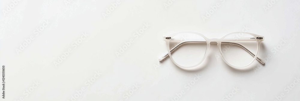 Fototapete Minimalistic design featuring stylish eyeglasses on a clean white surface suitable for creative text insertion. Generative AI