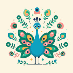 vector image of beautiful peacock