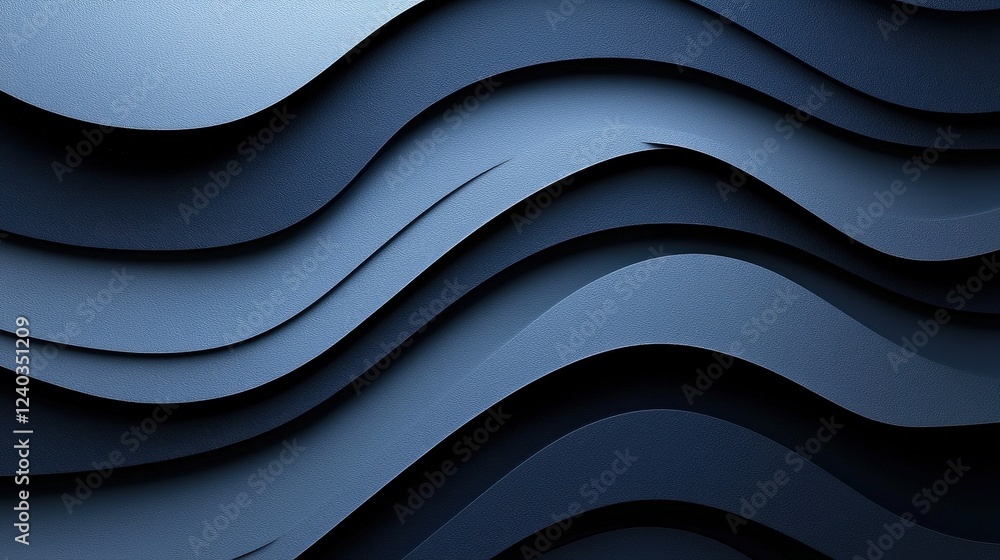 Poster abstract infographic design with waves in blue and black on a crisp white background for modern visu