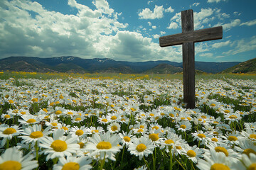  cross in a field of daisies © Sung Hwan Kim