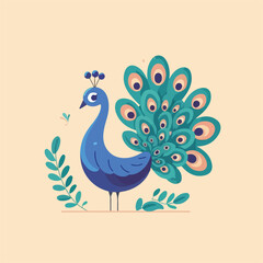vector image of beautiful peacock