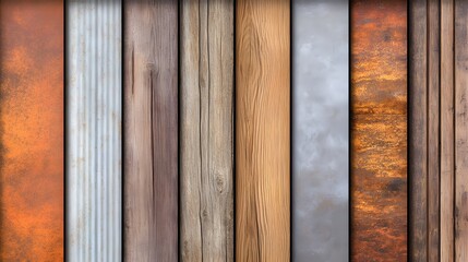 Rustic Wood, Metal & Concrete Textures Background