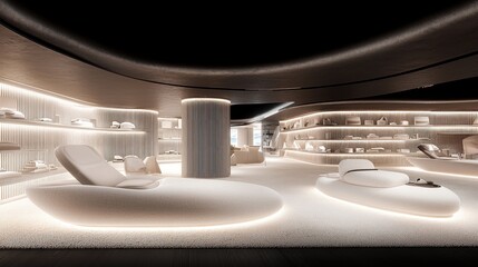 Modern Luxury Retail Space Design: Serene and Minimalist Interior