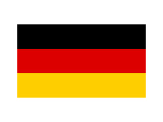 Fototapeta premium Germany national flag isolated on white. Official colors and image of the stripes, simple flat design. Vector clipart or icon for German events and news illustration, travel or politics banner.