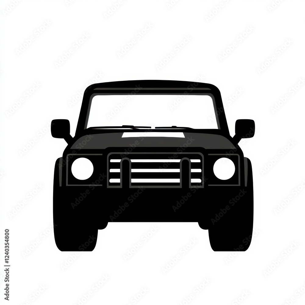 Leinwandbilder Silhouette of an auto vehicle front view showcasing a rugged design and robust features in a minimalistic style. Generative AI