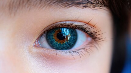 Obraz premium Close-up of a Child's Striking Eye, Captivating Detail and Vibrant Hues