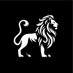 This icon features a white lion illustration on a black square background. 