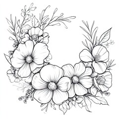 Flower Crowns with Mixed Blooms Simple Coloring for Festive Occasions