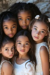Obraz premium a group of girls posing against racism