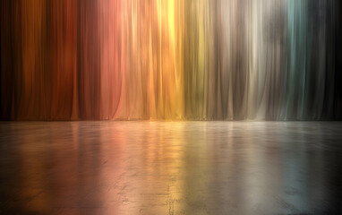 Vibrant curtains in warm colors create stunning backdrop for performances