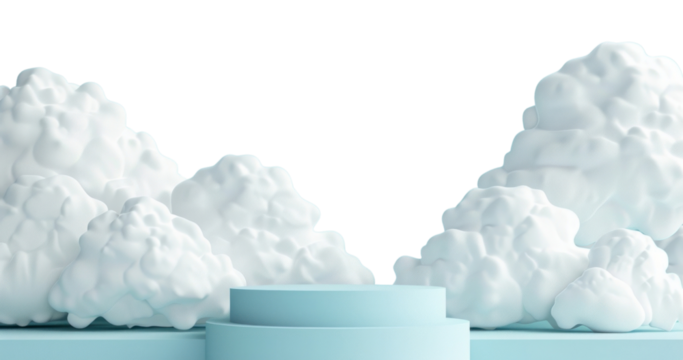 PNG clouds podium backdrop border, transparent background - Powered by Adobe