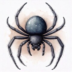 Obraz premium Detailed watercolor of a spider resting on a white background striking an intriguing pose
