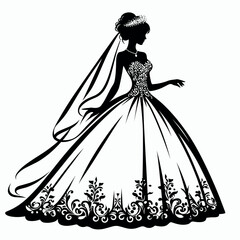 Elegant Bride in White Wedding Dress

