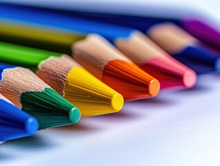 Rainbow Colored Pencils Close-Up