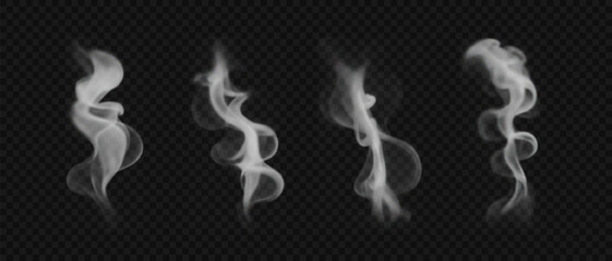 Wavy smoke on water, tea, coffee, food.