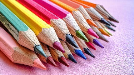 Fototapeta premium Vibrant Colored Pencils Close Up Shot Art Supplies