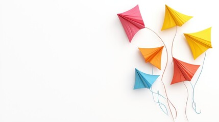 Colorful Paper Airplanes on White Background