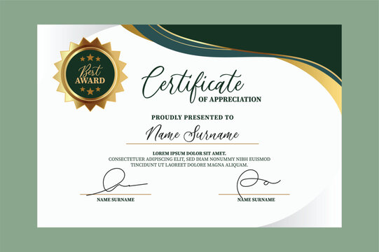 Modern and Luxury Certificate Template Set. Elegant Badge and Award Vector for graduation, Diploma and Achievement. - Powered by Adobe