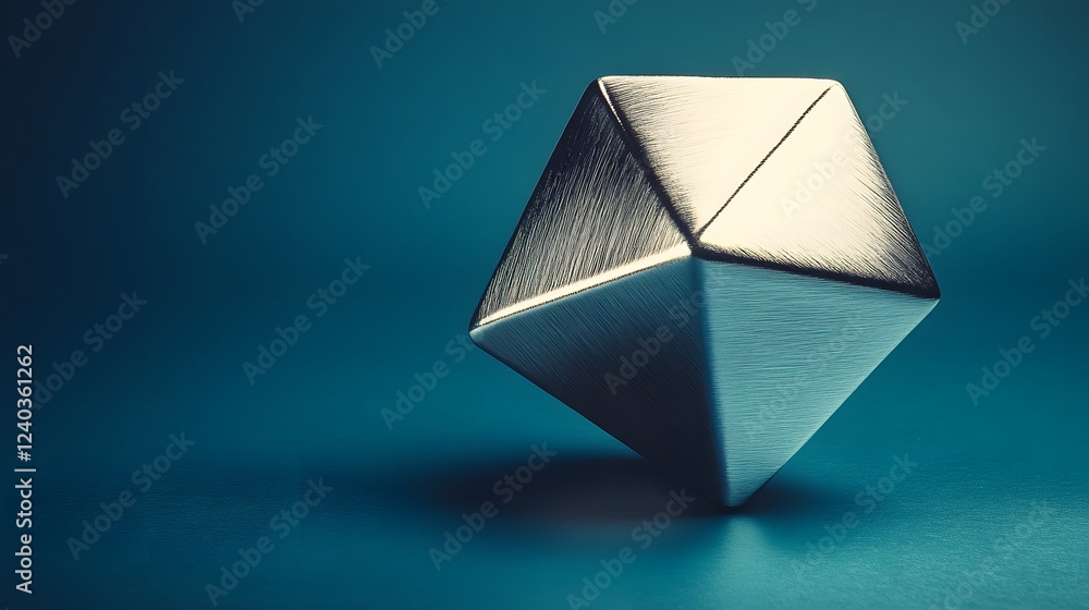 Poster metallic octahedron geometry abstract 3d render