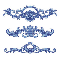 Arabesque with scrolls in Baroque style	