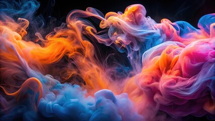 Obraz premium Abstract Colorful Swirling Dye Clouds in Vivid Hues, a Captivating Visual Symphony of Dynamic Color Blends and Fluid Forms