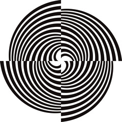 Abstract Spiral Design with Concentric Circles Optical Illusion Black Illustration