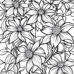 Passionflower Vine Coloring Book Page Tropical Setting Illustration