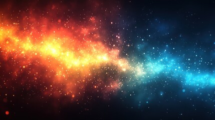 Naklejka premium Fiery and Icy Cosmic Nebula Swirling Through Space