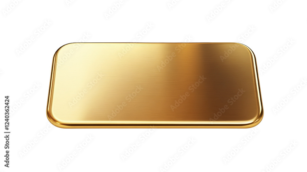 Aufkleber a digitally rendered image of a brushed gold rectangular plate against a black background.