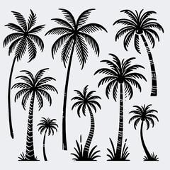 art, illustration, vector, image, wallpaper, art image palm tree, palm trees vector black and white	
