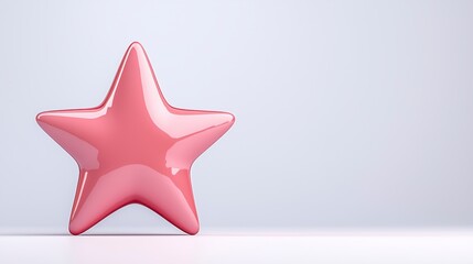 Obraz premium Glossy Pink Star on White Background 3D Render