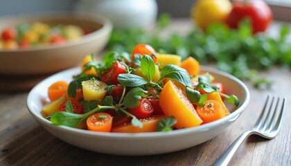 Fresh Tomato and Herb Salad in Vibrant Colors, Perfect for Healthy Eating Promotions