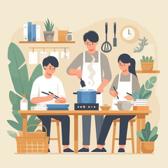vector image of people cooking
