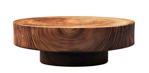 Round wooden pedestal with natural grain texture, isolated on transparent cutout background
