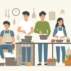 vector image of people cooking