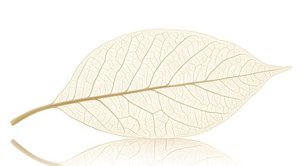 Elegant Beige Skeleton Leaf Closeup with Reflection