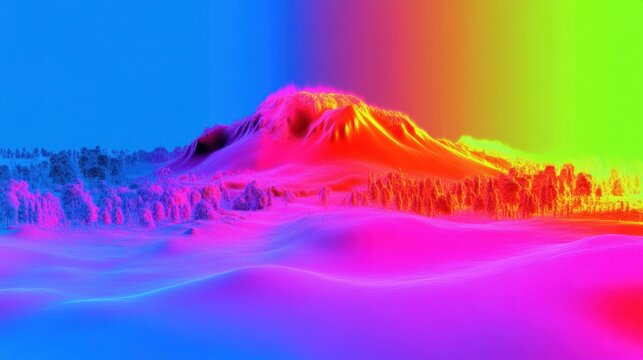 Vibrant abstract thermal spectrum landscape with heat map gradient