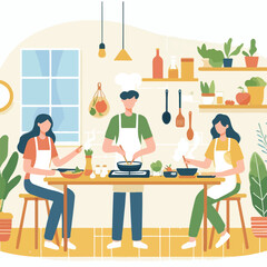 vector image of people cooking