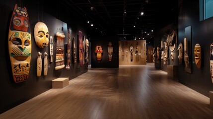 Museum Advocacy Days Cultural masks display in art gallery with diverse designs and styles