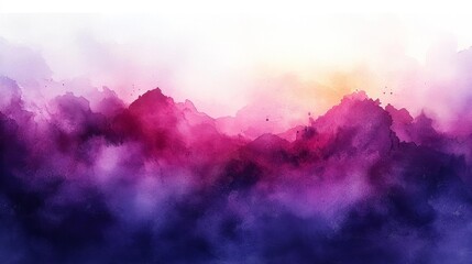 Fototapeta premium Purple Watercolor Mountains. Generative AI
